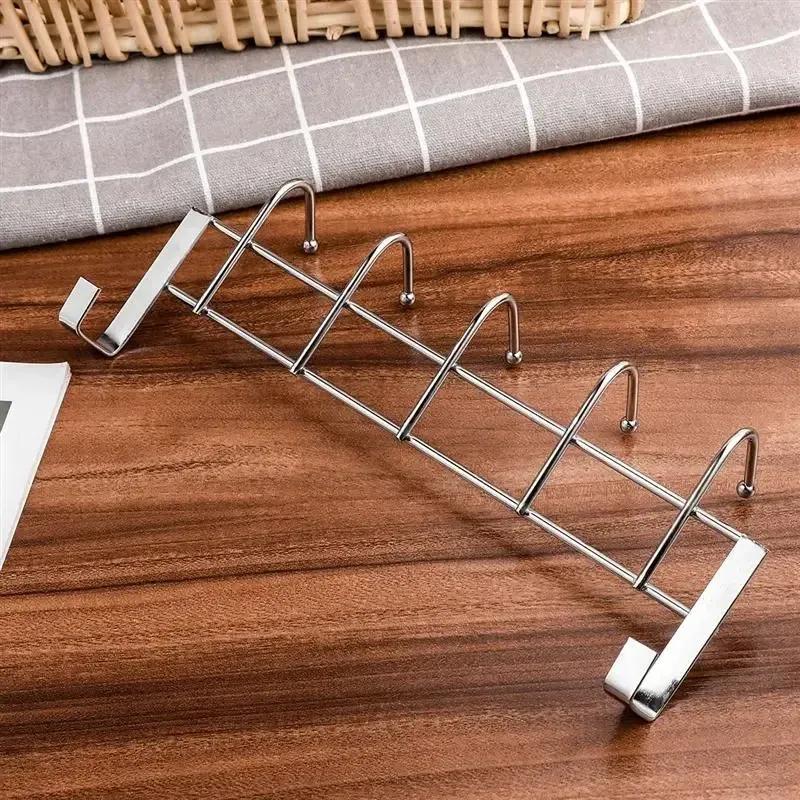 

2025 Over The Door 5 Hooks Home Bathroom Organizer Rack Clothes Coat Towels Hanger Stainless Steel Good Loading Wrought 24.5x9cm 24.5x9x2.5 cm