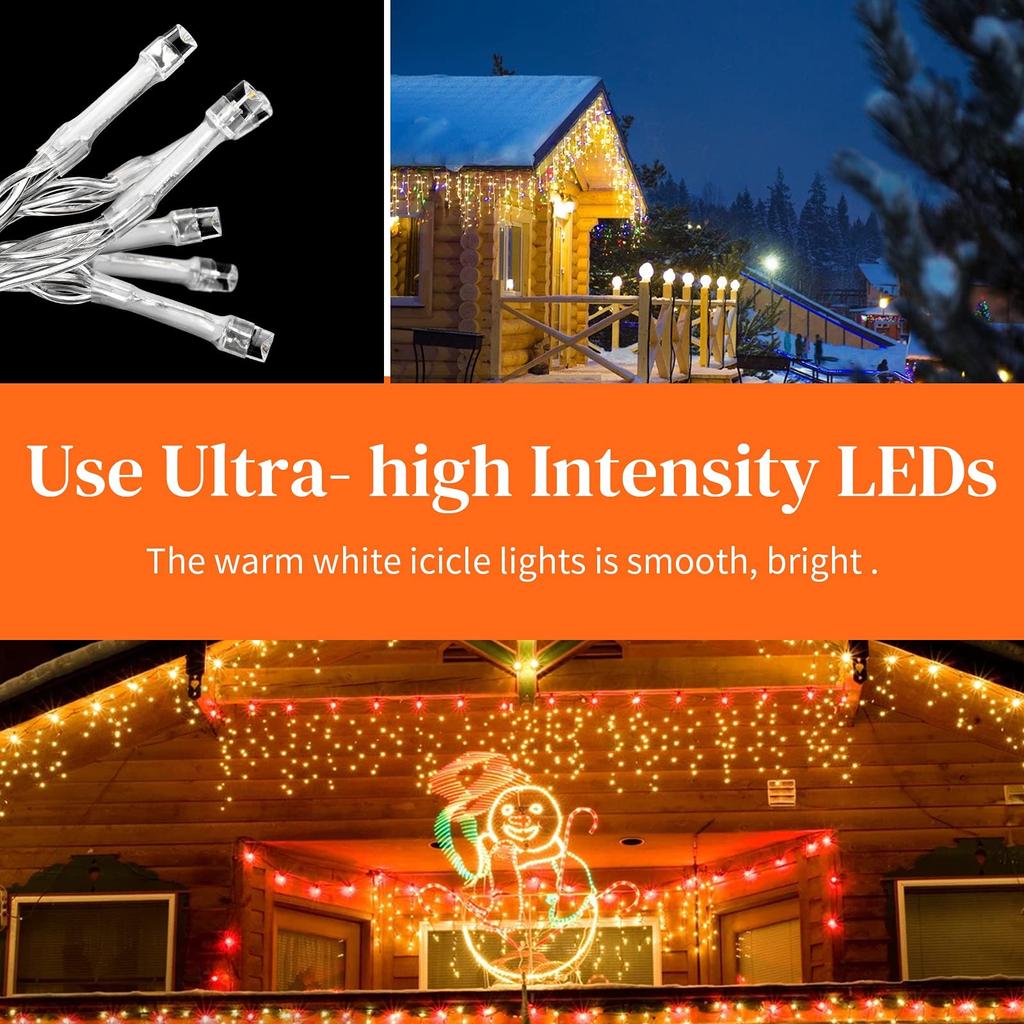 Outdoor Waterproof Curtain String Lights 5 Meters 168 LED Bulbs Suitable for Garden Patio Balcony Decoration and Events