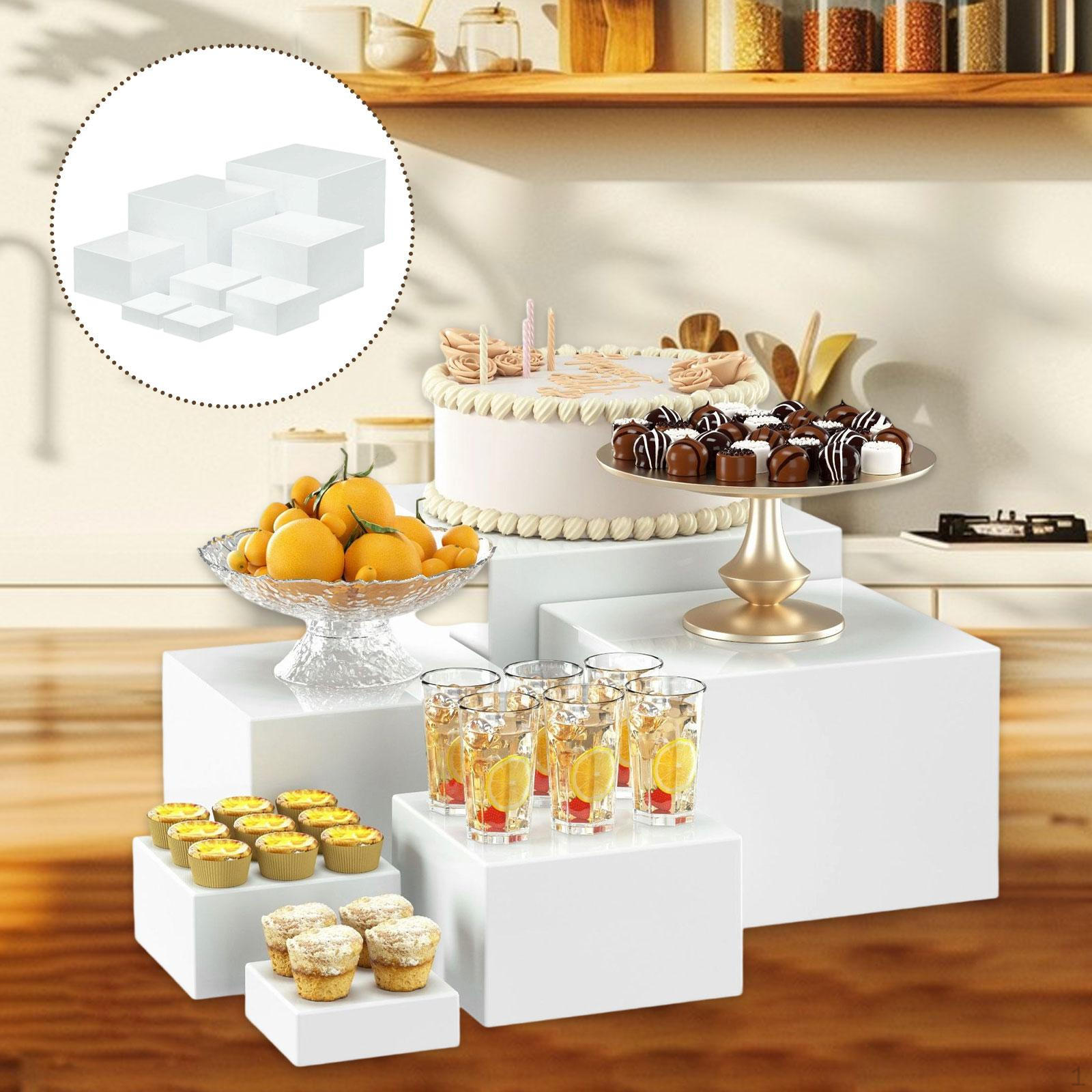 

8x Акриловые вкладывающиеся подставки Стенд для дисплея Полка Хранение Столешница Куб Коробка Стойка для ювелирных изделий для десерта