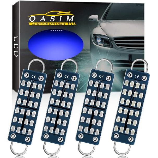 QasimLed 44MM 1.73  Car Rigid Loop Festoon Led Bulb 2016 Chip Super Bright 211-2 212-2 561 578 Reading Dome Lamps Cargo/Trunk Lights AC/DC 12V синий