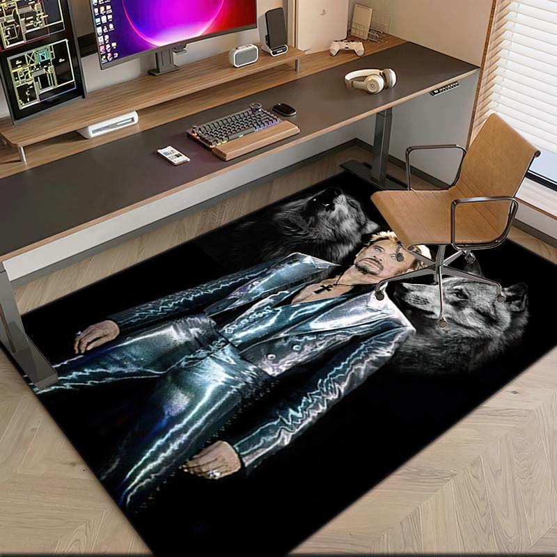 1pc French rock legend Johnny Hallyday Carpet Rug for Living Room Bedroom Home Sofa Decoration,Kids play Non-slip Floor Mat