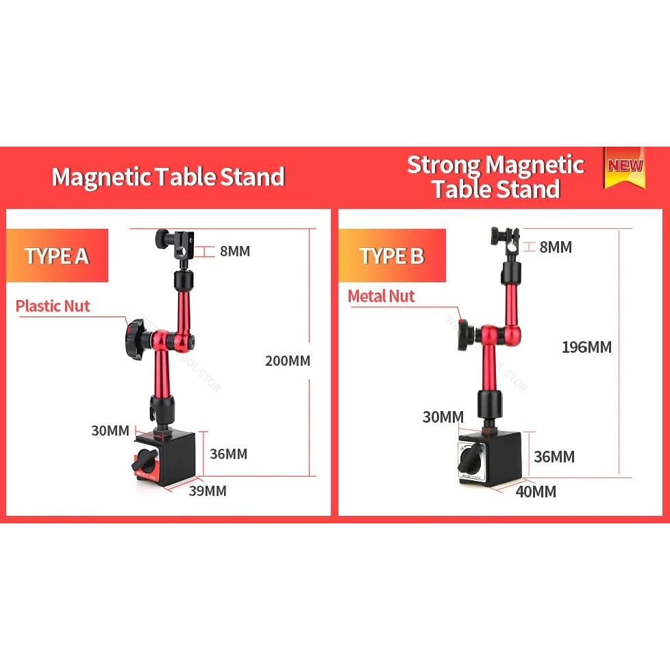 Dial Indicator Magnetic Holder Dial Bore Gauge Magnetic Stand Base Micrometer Measure Tools Hour Type Indicator Comparator Watch