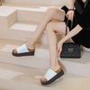 Solid color simple thick-bottomed cool slippers women's casual summer 2025 new open-toed slippers tide