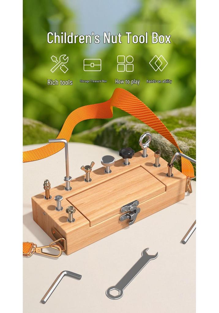 Montessori Wooden Screw & Nut Toolbox for Toddlers - Educational Toy for Early Learning