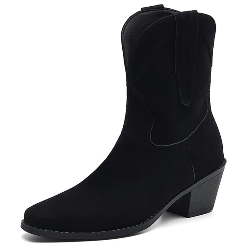 Faxu Suede Ankle Boots for Women Autumn Winter Black Brown Short Boot Low Heels Party Shoes Ladies Brand Large Size 48 Comfort