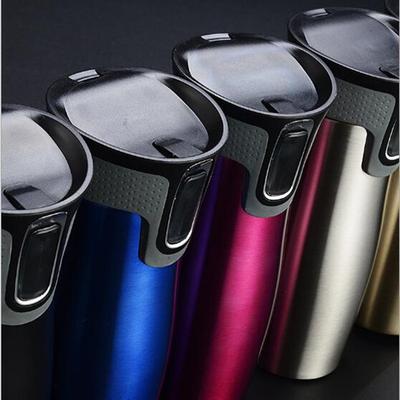 450ml Edelstahl Doppelwand Reisebecher Auslaufsicher Thermobecher für Kaffee Isolierte Wasserflasche für Auto