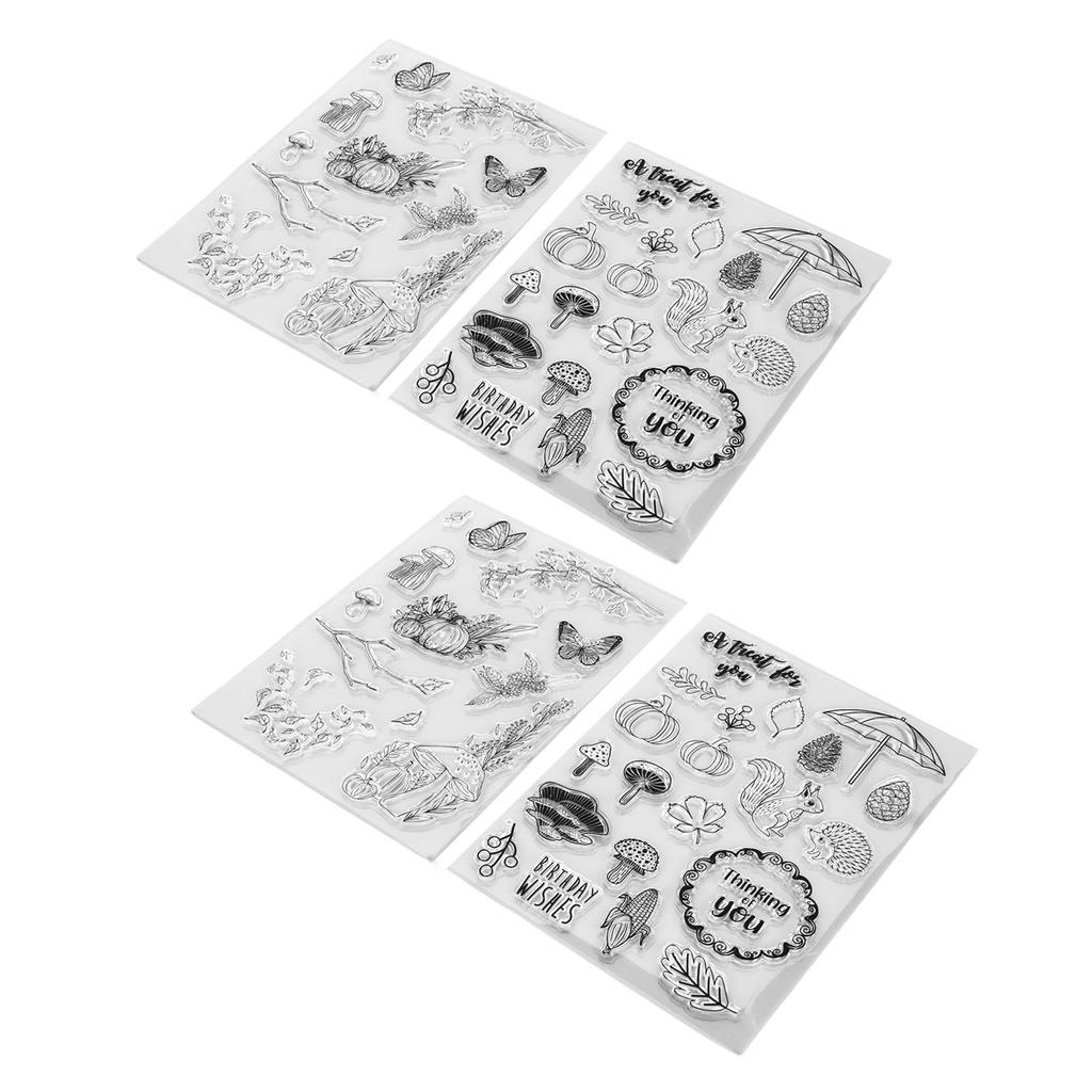 4 Pcs Clear Stamps Clear Imprint Recyclable Various Patterns Transparent Stamp for DIY Card