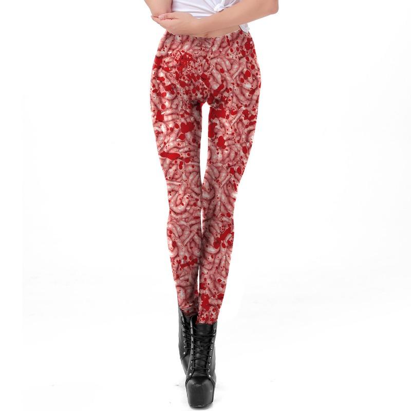 Halloween Women's Skeleton Skull Bat Digital Printing Horror Pants Leggings Skinny Sweatpants Small Feet Girl