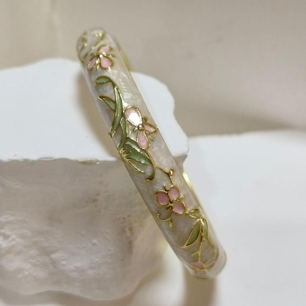 Extra Width Enamel Bangle 1cm Colorful Enamel Bangle Five Leaves Enamel Bracelet Souvenir Gift