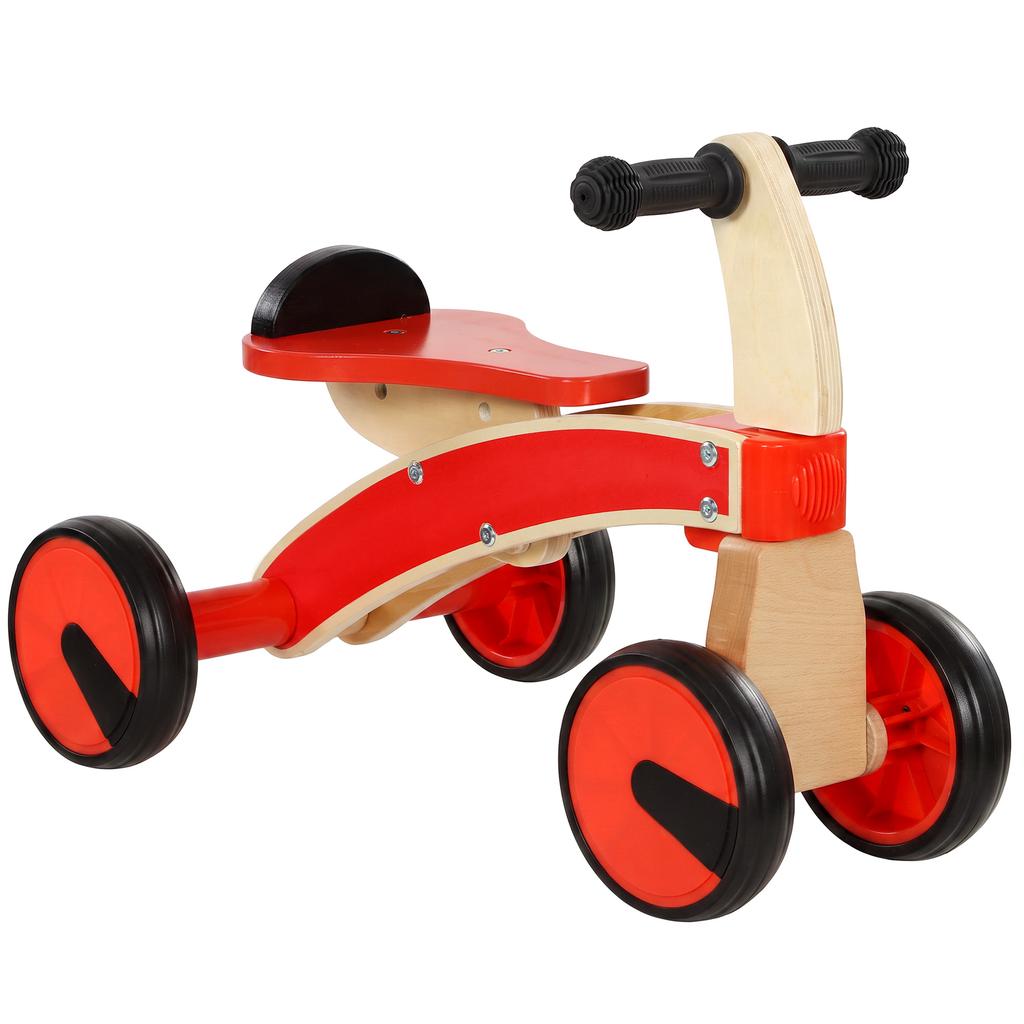 Ride-On Push Car for Children, Without Pedals, EVA Wheels, Backrest, Ages 2-3, Red