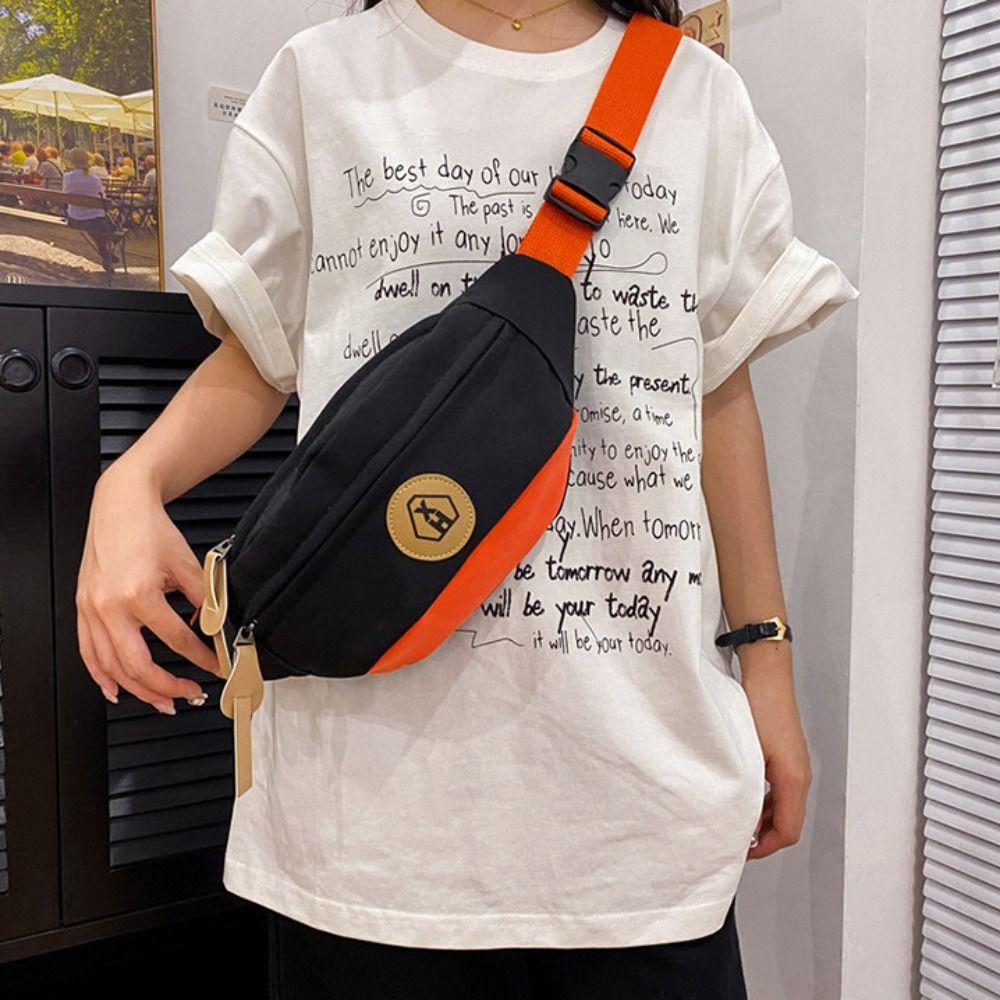 Nylon Canvas Chest Bag Harajuku Waist Bag Simple Canvas Crossbody Bag  Student