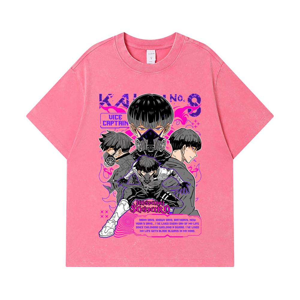 275 GSM Washed T-shirts 100% Cotton Kaiju No 8 V10 Soshiro Print Unisex Heavy Cotton T Shirt