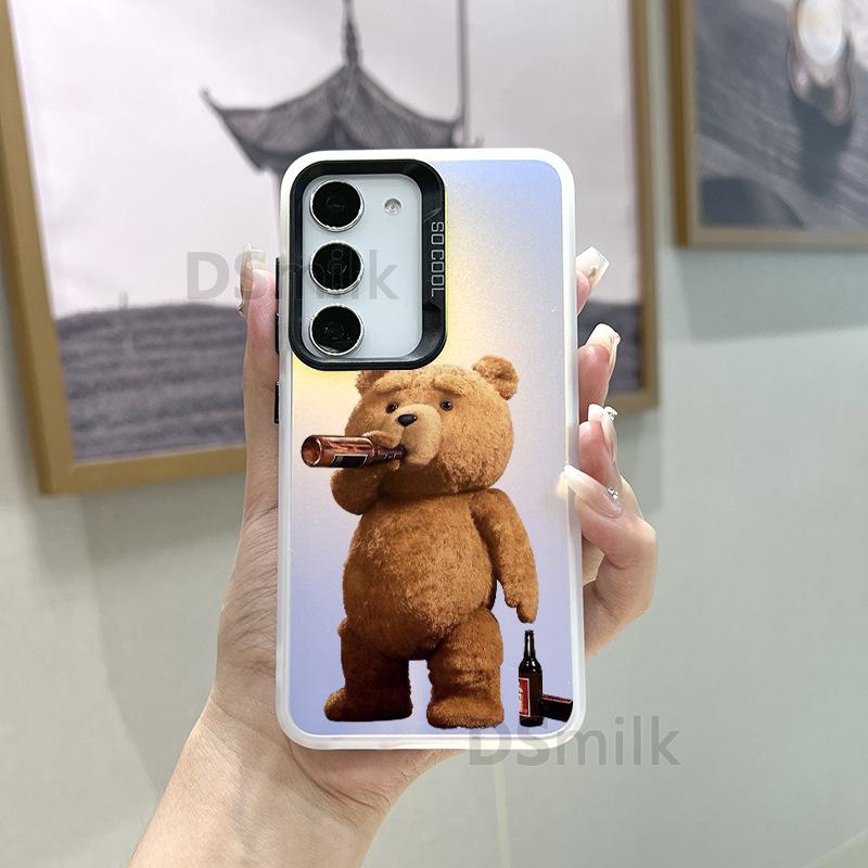 Husă pentru telefon mobil Samsung S24Plus cu design laser colorat - Compatibilă cu S23/S22/S21 - Cu Aurora White și design drăguț TD Bear.