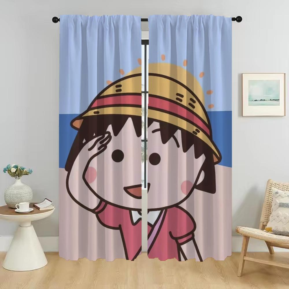 

Set Of 2 Chibi Marukos Kitchen Curtains Partition Living Room Curtain Halloween Decoration Bedroom Shades Light Blocking Polyester Ideal For Great W100*H130(CM)-Rod Pocket&2PCS