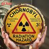 High Definition Metal Tin Sign Vintage Chernobyl Radiation Hazard Warning Round Wall Art Decor for Retro and Industrial Style Ho