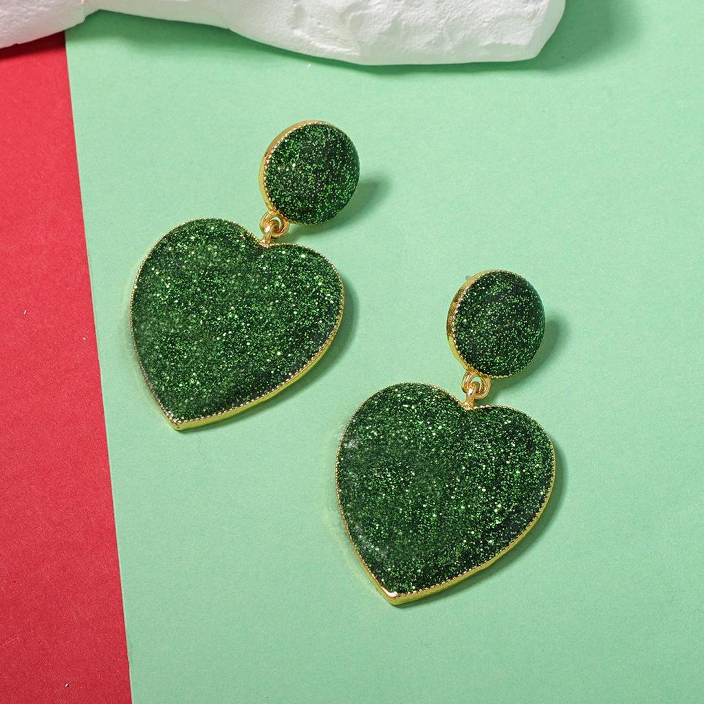 Cross-border Christmas Heart Pendant Geometric Earrings for Women - Versatile Fashion Accessory