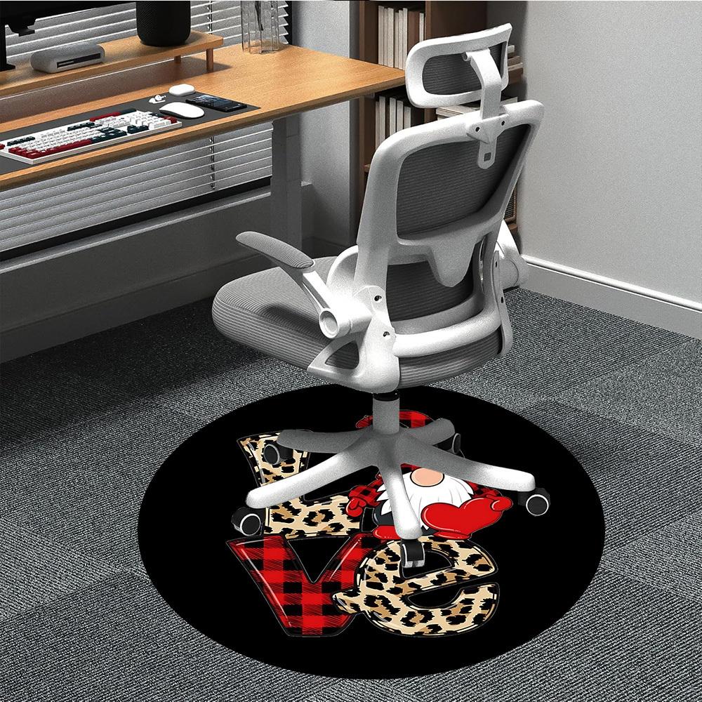 

1pc Leopard Plaid Gnome Office Round Area Rug, Mat Suitable ForOffice, Under Office Chairs Bedroom Living Room Home Decor, Room Deco 80cm