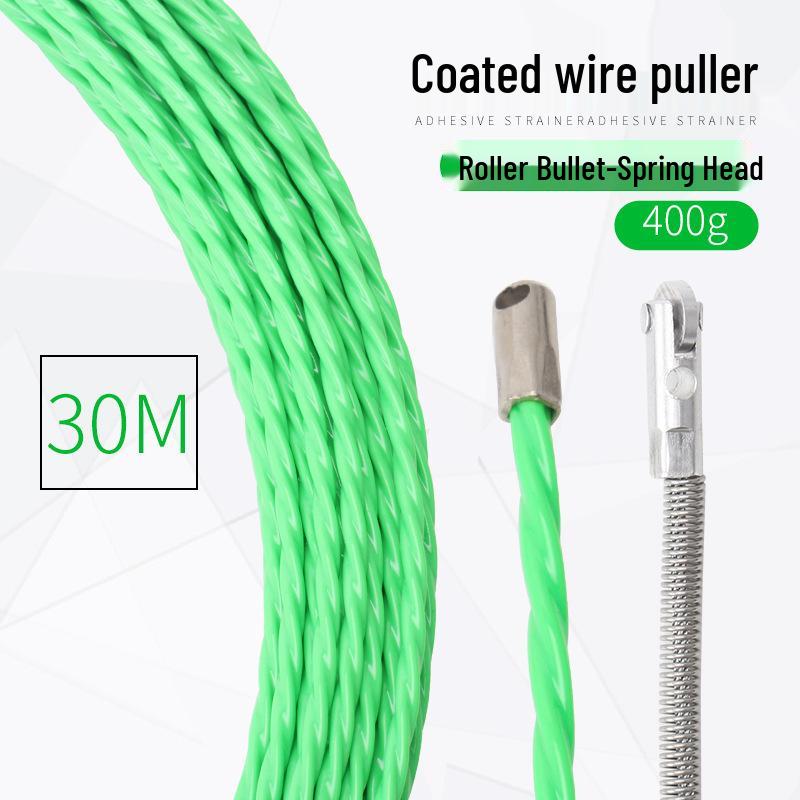 Electrician Wire Puller: Steel Wire with Plastic Coating for Electrical and Network Cables, Conduit Threader, and Wire Conduit Puller
