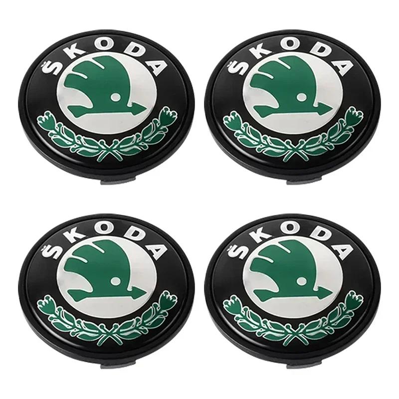 AAAAO1 4Pcs Car Styling Auto Wheel Hub Center Caps Rim Cover Badge Emblem For Skoda Octavia MK2 MK3 A7 Karoq Kodiaq Superb Rapid Fabia