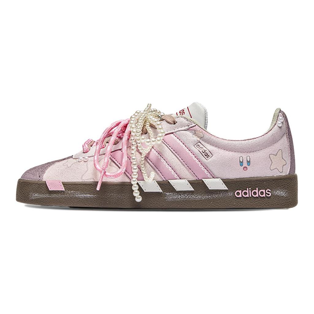 Adidas Neo VL Court 2.0 Da Vinci, Kirby Slip Resistant Abrasion Resistant Low top Skateboard Shoes Unisex Pink Brown HQ1802(TeamM-)