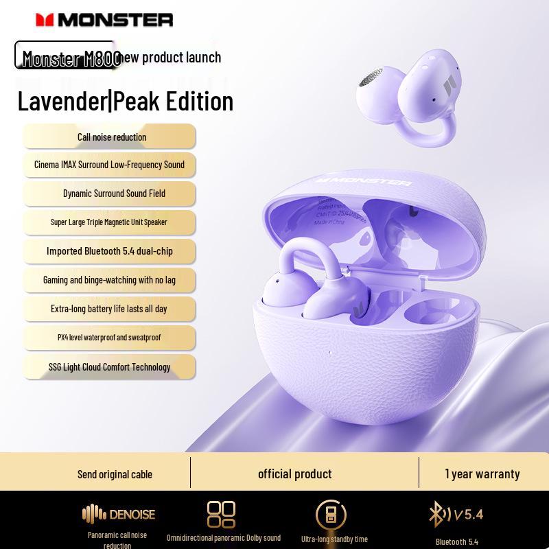 Applicable MONSTER M800 Wireless Bluetooth Noise-Cancelling Open-Ear Stereo Ear Clip Headphones