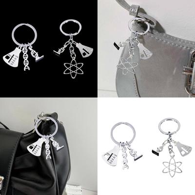 Stylish Alloy Flask and Microscope Keychain Charm Portable Accessory for Teachers Researcher and Science Lovers