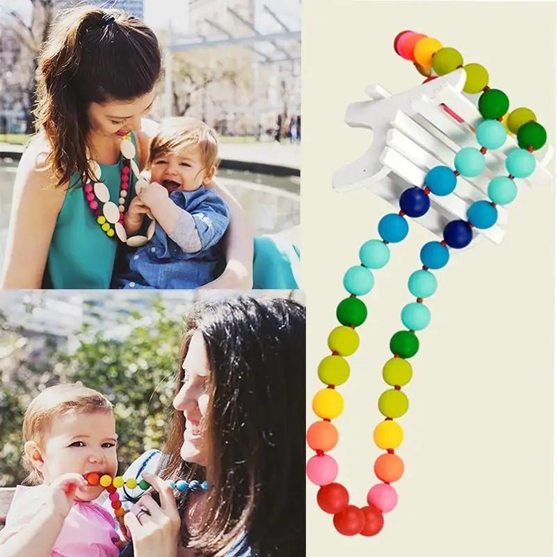 Haushalt Tragbar Bequemlichkeit Lebensmittelqualität Silikon Beißkette Perlen Baby Beißkette Stillkette für Mama