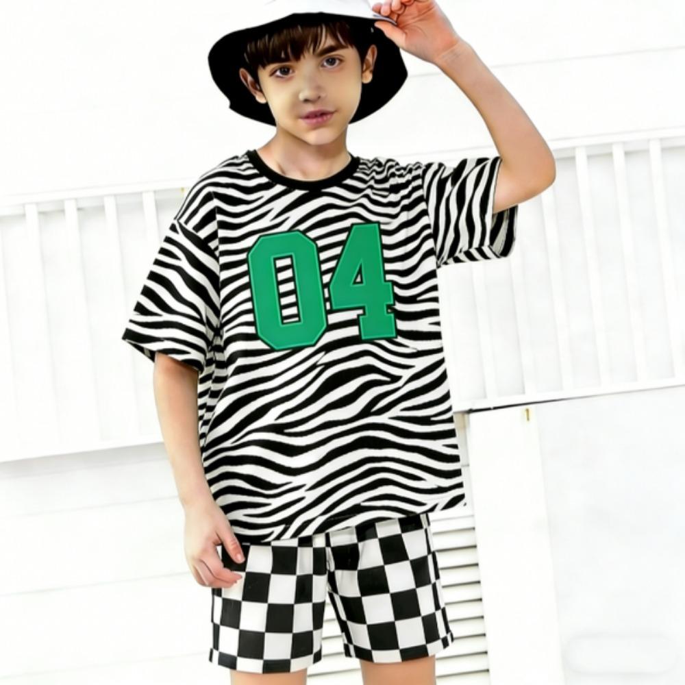 Zebra Colored Multicolored 1-10 Printed Men's T-shirt and Shorts 2 Piece Set Summer Casual Outfit for Men's and Women's Clothing