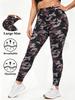Übergröße Lässige Tägliche Leggings mit Elastischem Bund Damen Camouflage Neunpunkt-Hose