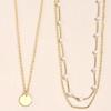 Simple imitation pearl chain collarbone chain female, multi-layer fashionable metal disc pendant necklace