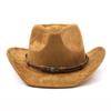 Suede Western Cowboy Hat for Men Women Vintage Rolled Brim Felt Jazz Hats Outdoor Travel Knight Hats