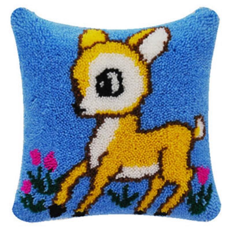 Cartoon Embroidery Latch Hook Knitted Embroidered Pillow Knooppakket Cute Animal Latch Hook Rug Kits Smyrna Package Carpet DIY