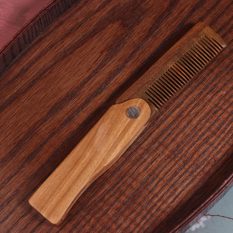 Herren Taschenkamm Klappbarer Holzkamm Bartkamm Sandelholz Haarkämme für Männer Perfekt zur Anwendung mit Bartbalsam