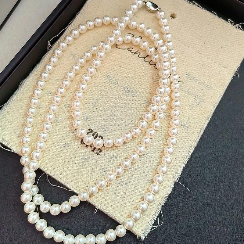 Womens Pearl Necklace Long Layered Sweater Chain Elegant Cheongsam Winter