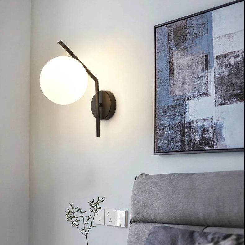 Nordic Glass Wall Lamp Bedroom Bedside Living Room Corridor Light Modern Lighting Fixtures