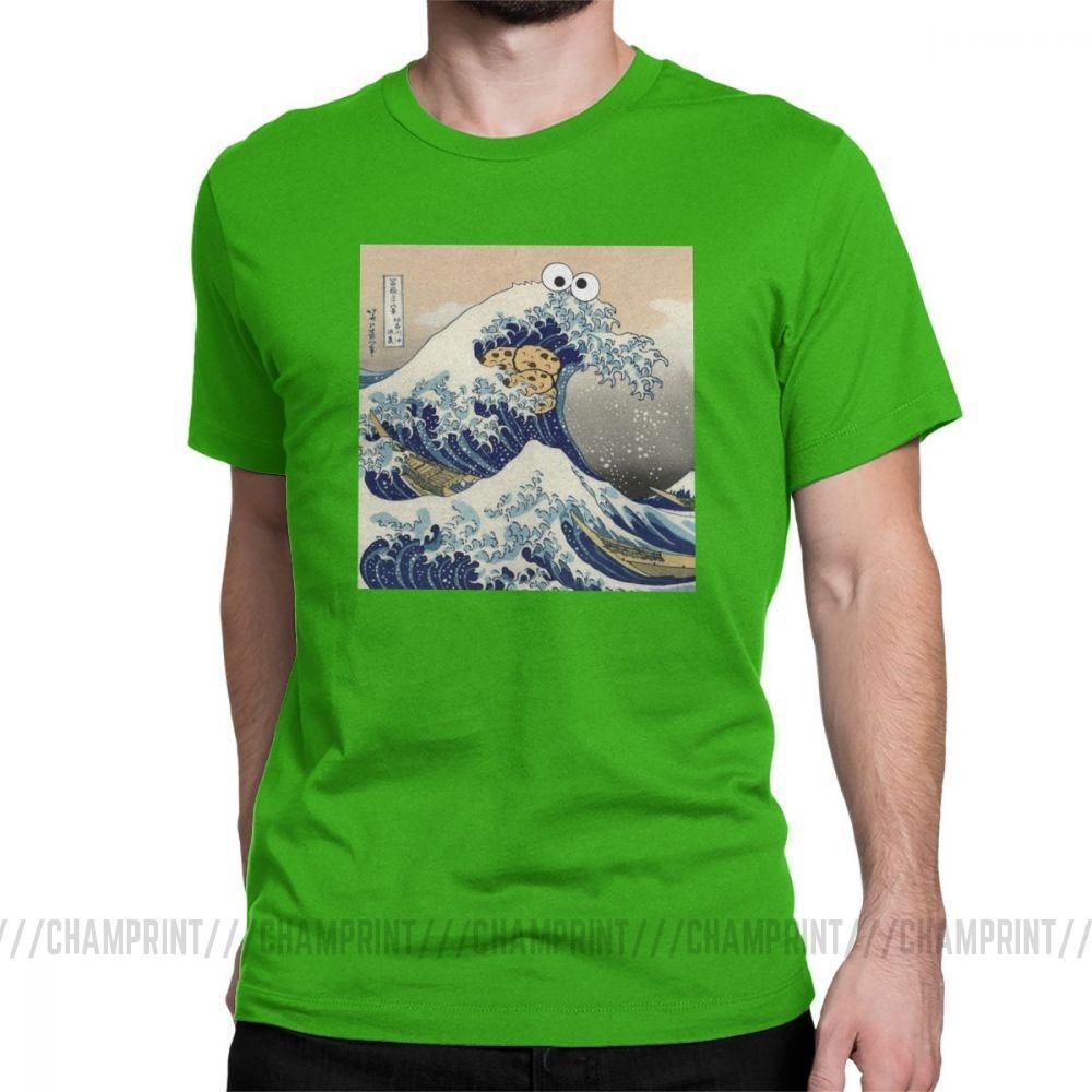 Fashion Cookie Monster T Shirt Harajuku Funny Japanese Cookie Clothes Great Wave Off Kanagawa T Shirt