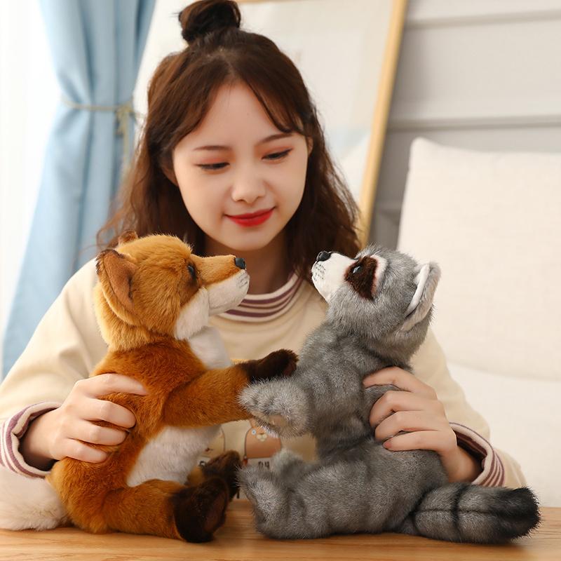 High Quality Lifelike Raccoon Plush Toy Cute Fox Soft Stuffed Simulation Animals Doll For Girls Children Kids Baby Birthday Gift