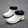 Men's Waterproof Non-slip Ankle Rain Boots with Cotton-padding, Solid Color for Kitchen & Car Wash Use