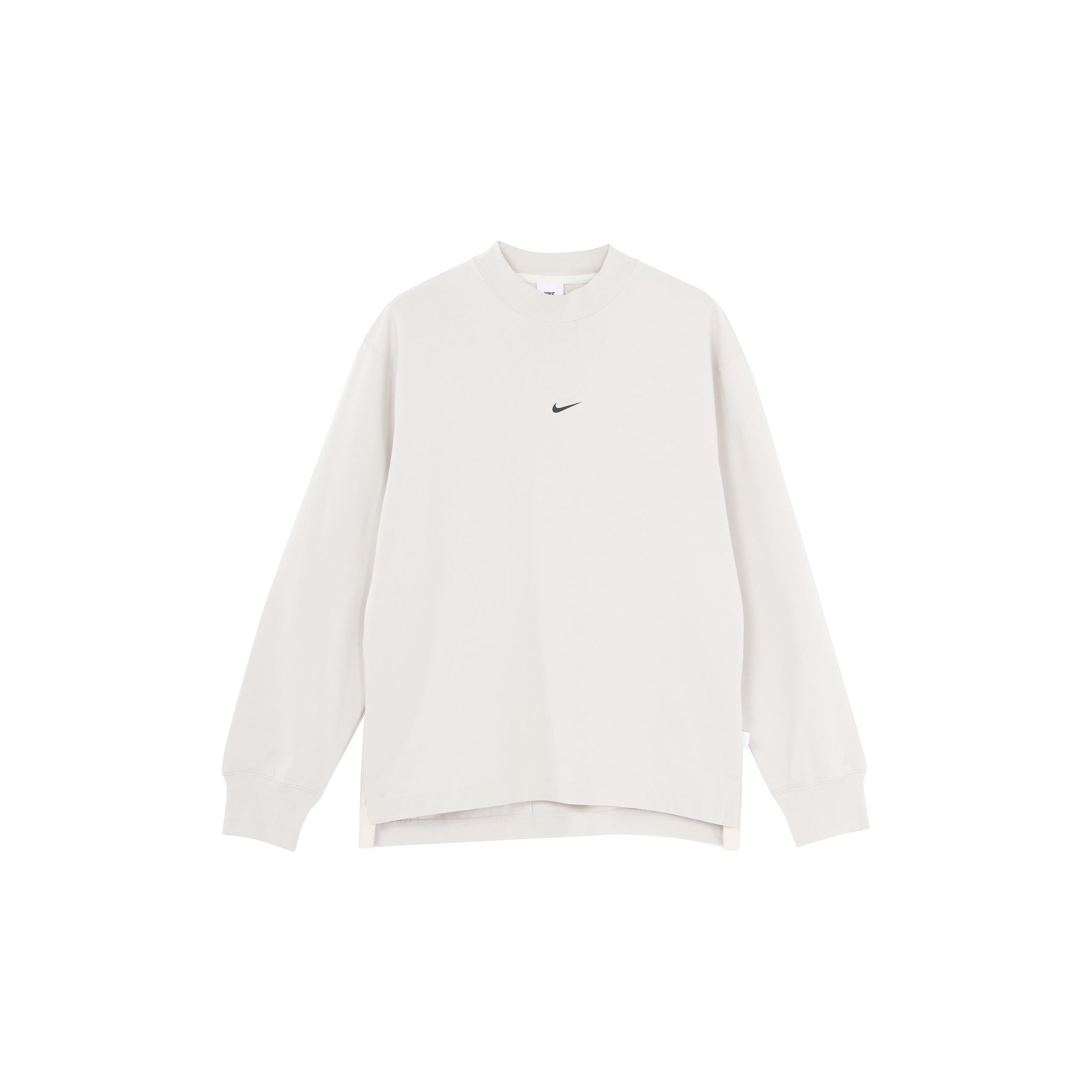 Men s Nike Logo Pattern Loose Round Neck Long Sleeves Autumn Beige T-Shirt DD7029-072 XXL