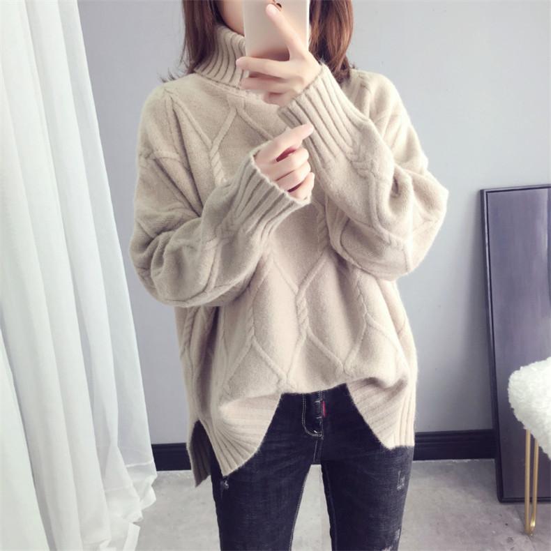 Thicken Warm High Collar Sweater for Women Pullovers Casual Loose Bottoming Tops Knitwears Clothes