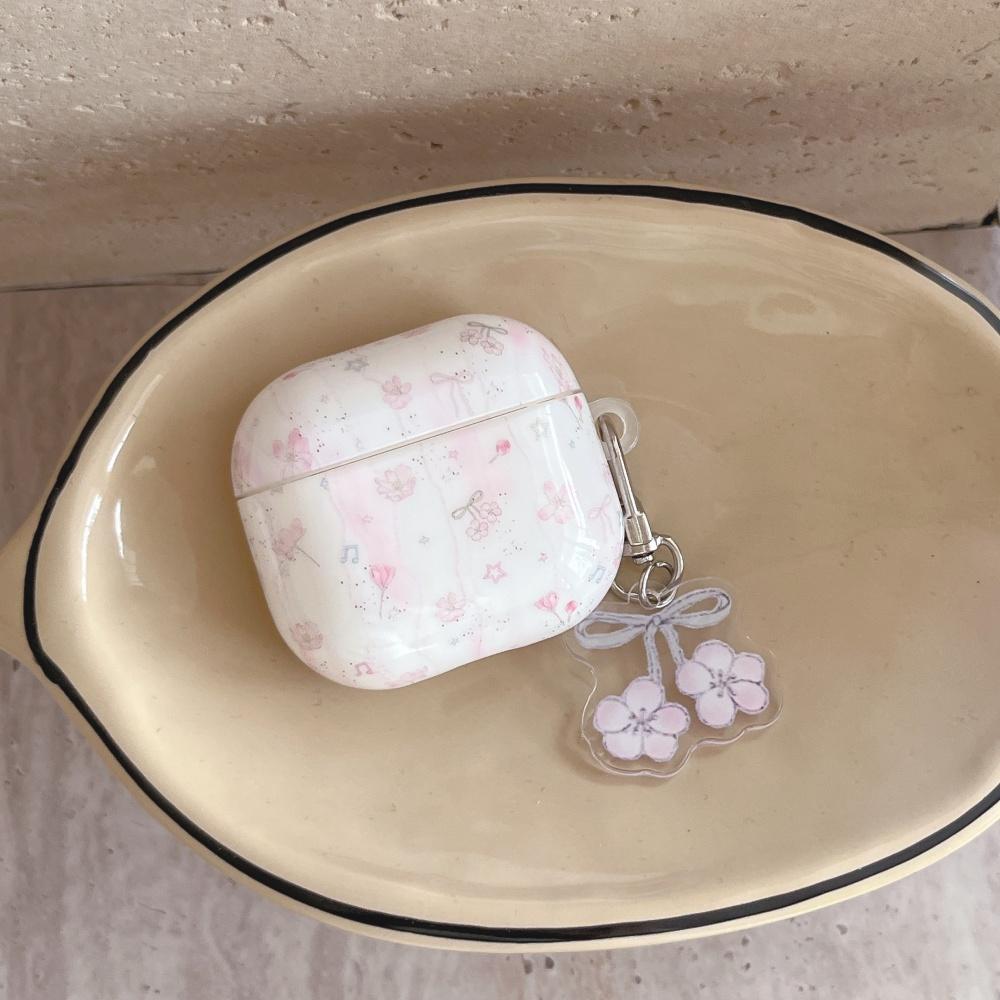 ins Korean pink cherry blossom with pendant for airpods4 protective case airpodspro3rd generation apple earphone case 2nd generation wireless
