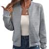 Autumn and Winter Women's Plus Size Solid Colour Zip Jacket Baseball Collar Casual Jacket