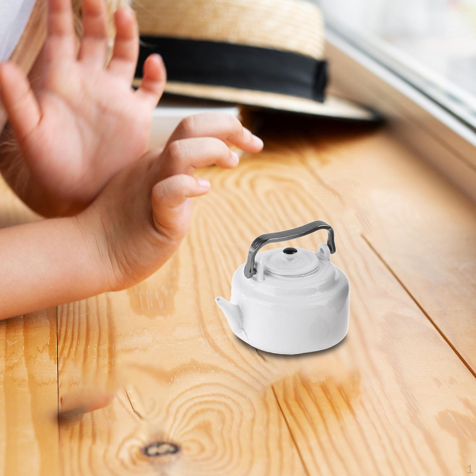 

1/12 Miniature Water Kettle Mini Tea Pot Model Pretend Play Kitchen Accessory for Micro білий