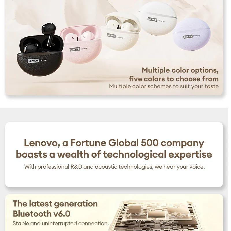 Original Lenovo LE223 Gaming Wireless Bluetooth 6.0 Headphones HiFi Stereo Sound Earbuds 30H Battery Life Waterproof Sport Earphones