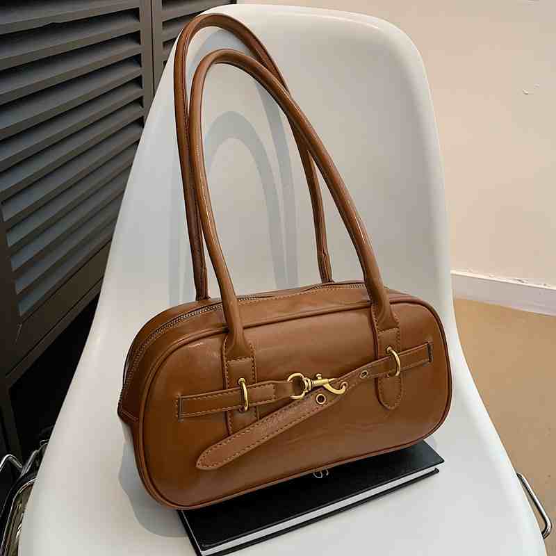 High-Grade Oil Waxed Leather Retro Shoulder Bags Women Textured Solid Color Armpit Bag Autumn Winter All-Match Lady Handbags