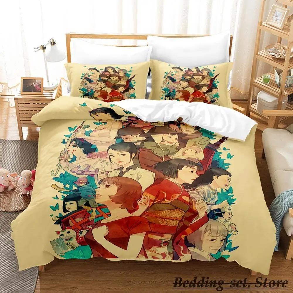 New konsatoshi Bedding Set Single Twin Full Queen King Size Bed Set Aldult Kid Bedroom Duvetcover Sets Anime Bed Kawaii
