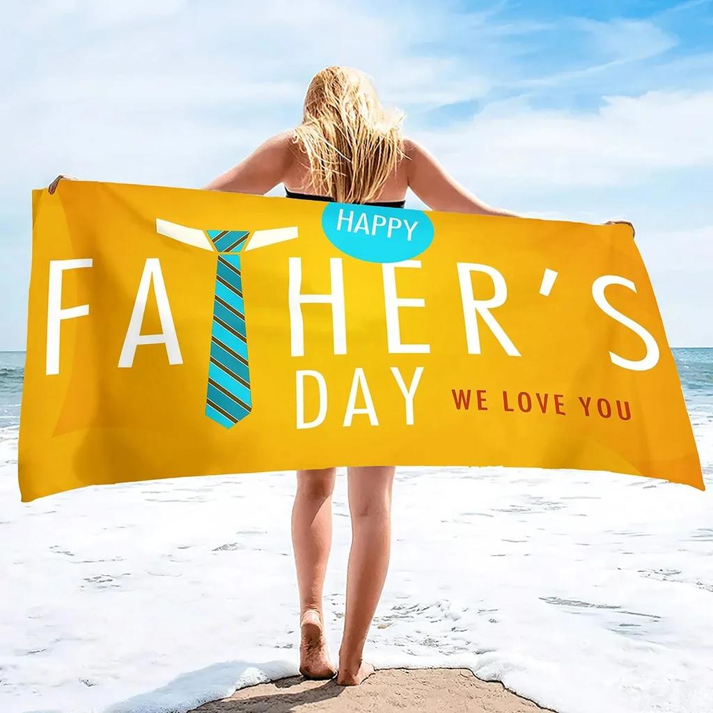 Frohen Vatertag Strandtuch Mikrofaser Sandfrei Badetuch für Papa Männer Geschenk Schnelltrocknend Reise Pool Schwimmen Fitness Sport Spa Handtücher