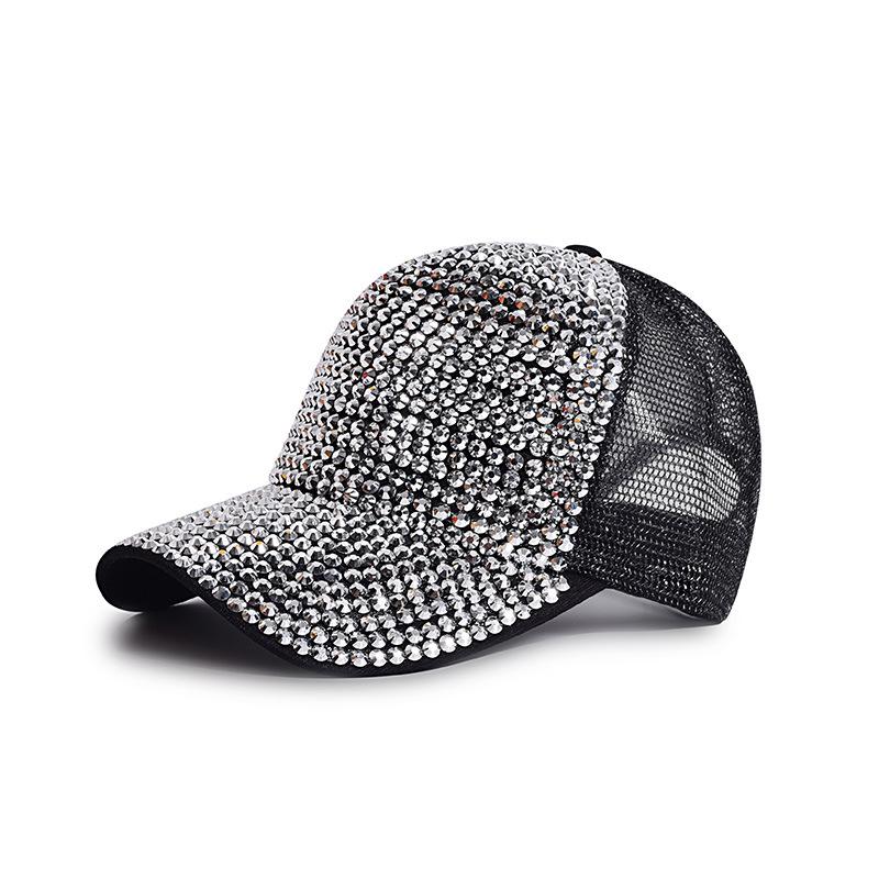 Baseball Cap Women Full Rhinestone Beads Mesh Cap Street Fashion Snapback Hats Casual Party Hip Hop Kpop Dance Cap Men Summer
