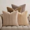 4PCS Soft Plush Pillowcases, Solid Color Striped Faux Rabbit Fur Pillowcases, Living Room Sofa Cushion Covers