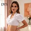 Short Sleeve Blouse Women Traditional German Dirndl Blouse, Lace Cropped Summer Casual Tee Shirt, Bavarian Oktoberfest Folk Costume Crop Top